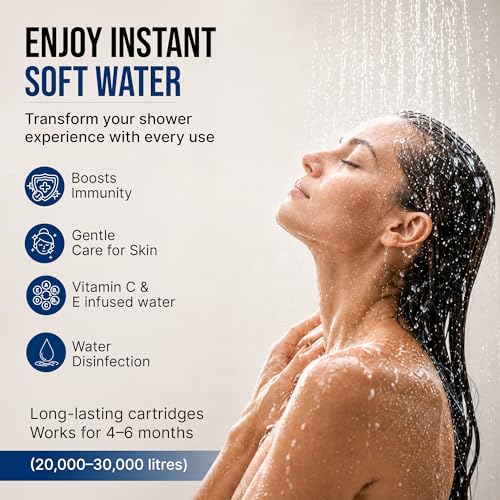 Image of DOCAT Replacement Cartridge for Tap & Shower Water Filter | Hard Water Softener Cartridge | Anti Chlorine Filter Replacement | Reduces Limescale, Dirt & Odor | Suitable for SF 15 Filters