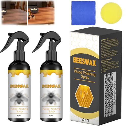 2PCS Natürliches Bienenwachs-Pflege-Spray & Restaurator, Natural Micro-Molecularized Beeswax Spray, Beeswax Wood Polishing fur Wohnzimmer, Küche, Möbel und Holzböden
