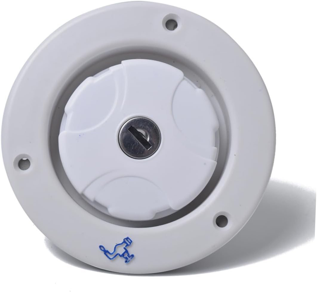Gatuida Inlet Fill Dish with Lock for Trailers White Rv Water Inlet Accessory Design Prevents Leakage and Spray for Rv Water Tank Filling