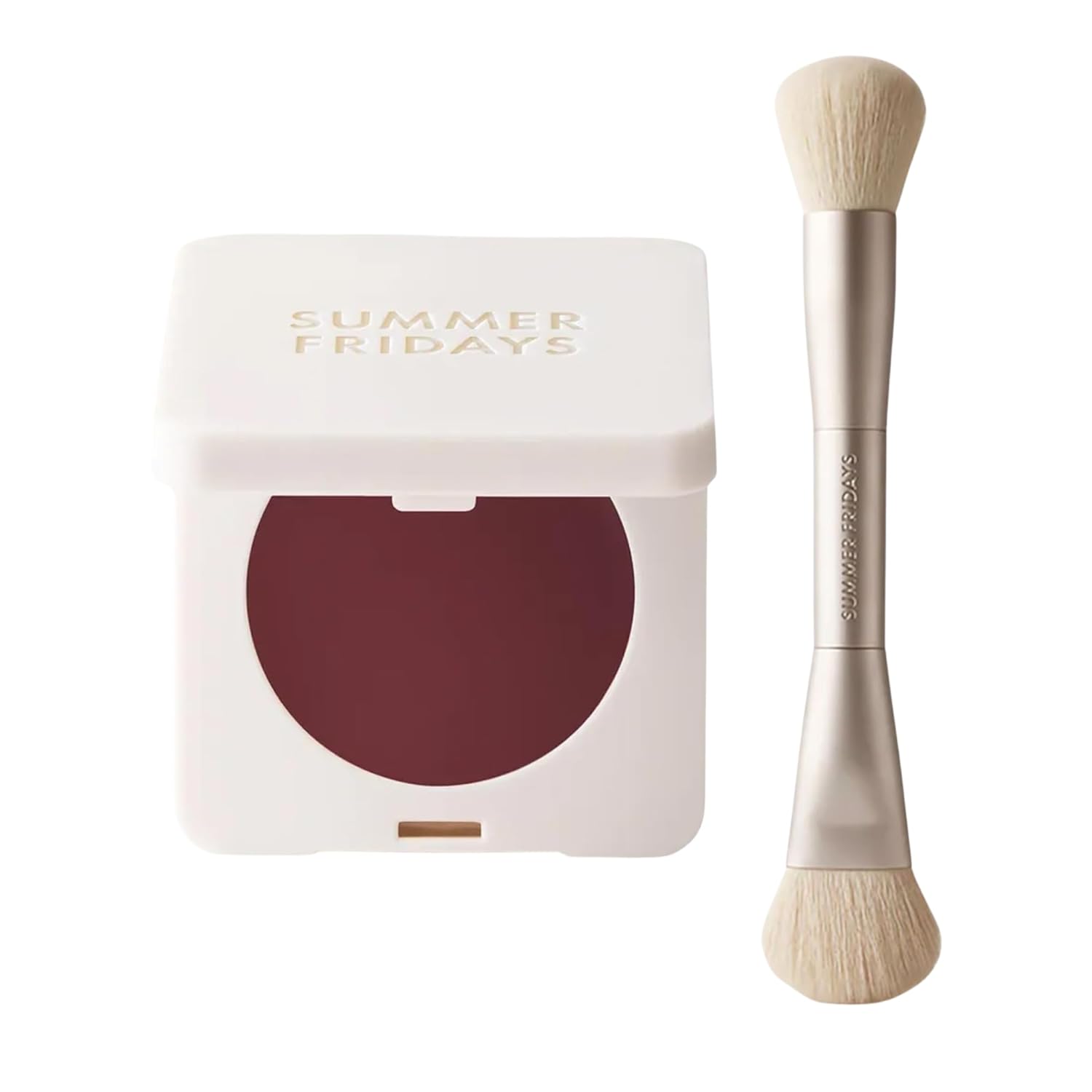 Summer Fridays Dewy Berry Cheek Essentials Set - Blush Butter Balm Berry Spritz (0.14 Oz), The Blush Brush (1 Count), Hydrating Cream Color + Seamless Blending for a Natural Finish