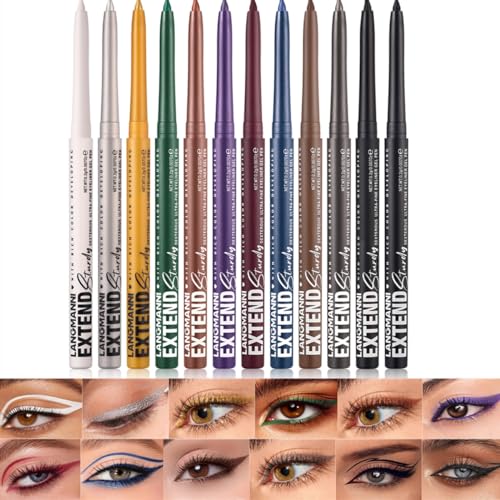 Set de lápiz de ojos, lápiz de ojos mate con brillo, delineador de ojos retráctil cremoso, pigmentado de secado rápido, resistente al agua y a las manchas, crea líneas audaces y definidas (#TODOS)