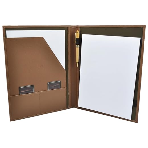 Pasta Convenção ou Congresso A4 Couro Sintético Vayly com Bolsos, Aba para Papel e Elástico Interno