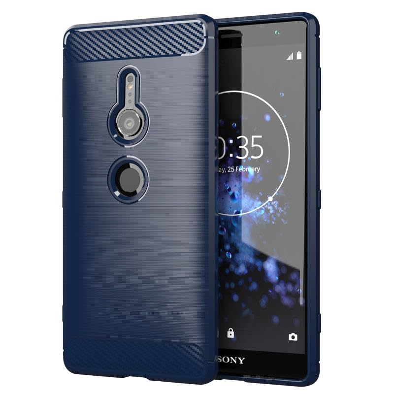 Image of Hybrid Carbon Fiber Back Case for Sony Xperia XZ2 (Blue)