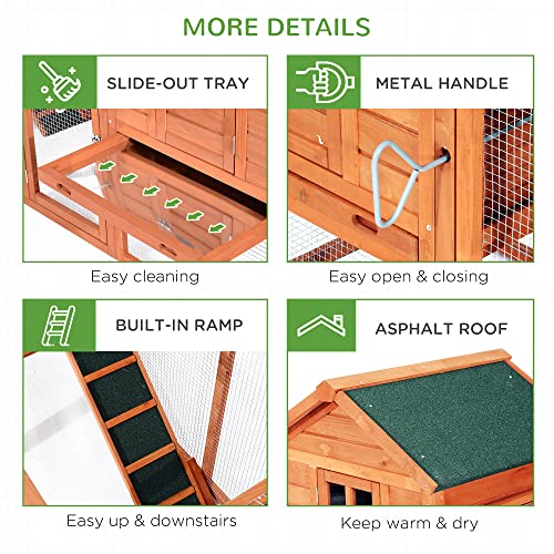 Pawhut 124" Dual Backyard Chicken Coops With Outdoor Ramps And Nesting Boxes #TOP6
