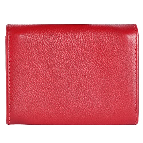 Image of Brooklyn Bridge Genuine Leather Card Holder Wallet for Men Nappa Red - Slim RFID Protected Front Pocket Wallet, Stylish Compact Money Organiser