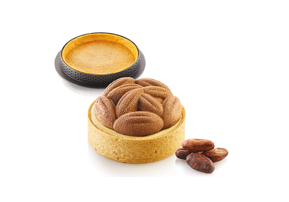 Silikomart Moldes de silicona para repostería – Kit Tarte Ring Cocoa Accesorios profesionales para Cocina y Pastelería – Moldes Monoporción para Horno