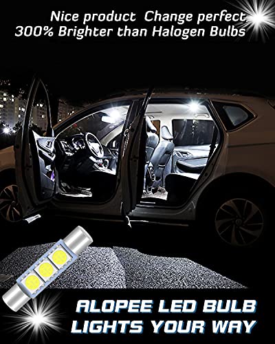 Alopee 20-Pack 6614 6614F LED Bulb 30mm(1.18″) 31mm(1.22″) 50 Lums White 3SMD 5050 Chips, 6612F LED Bulbs for Cars Interior Sun Visor Vanity Mirror Lights, License Plate Light