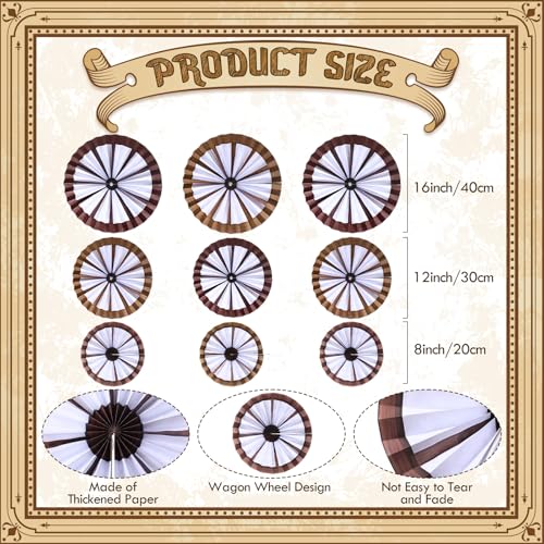 Roues de chariot et éventails cowboy | Décorations Wild West - 3