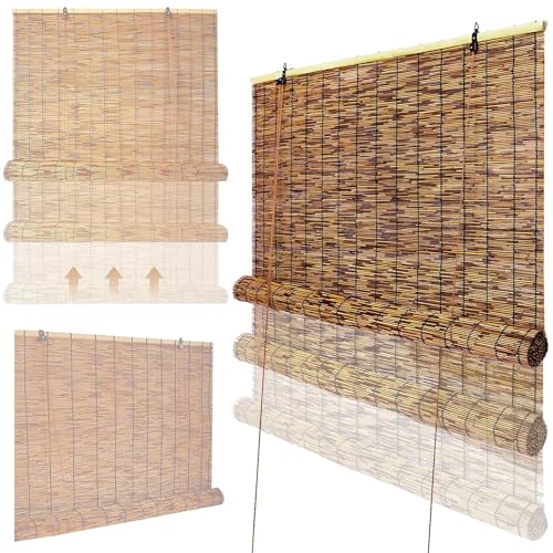 間仕切り竹すだれ ロールスクリーン おしゃれ 簾 室内用 竹ロール 幅 50 60 70 80 90 100 110 120 cm 竹すだれ 竹ローラーブラインド 目隠し 遮光 遮熱 キッチン/ガーデン/バルコニー用装飾カーテン(幅110x丈220cm)