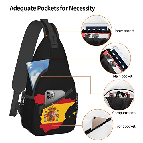 Mochila Bandolera Spain Flag Map Unisex Negra miniatura 5