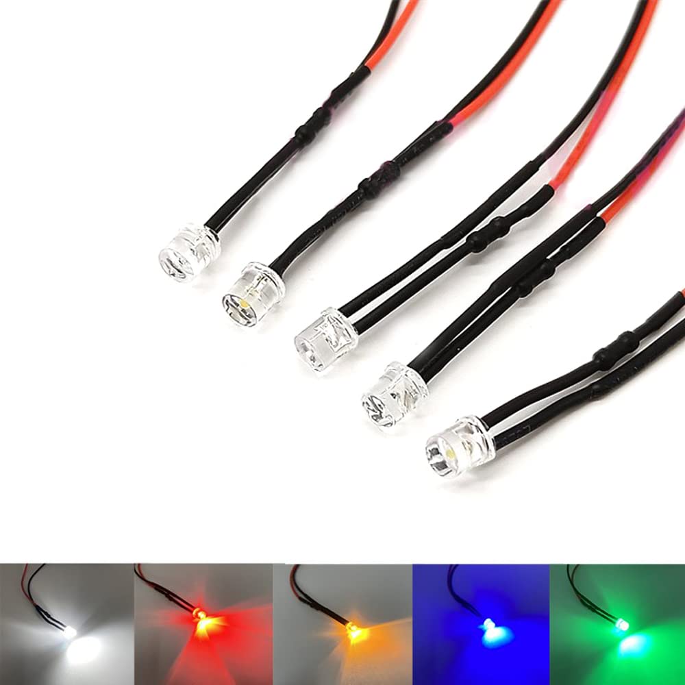 10 pezzi 5mm Lampadine a Diodi LED Pre-Cablati Piatti a Angolo Largo Ultra Luminosi 3V 5V6V 9V 12V 24V 36V 48V 110V 220V (Colore: Bianco, Dimensione: 5V6V)