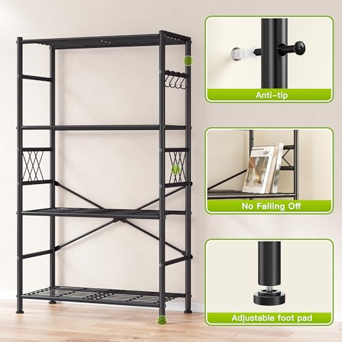 Image of DurayLoly Wire Shelving with Hooks,Metal Shelving Units Shelf Organizer,Wobble-Free Garage Shelving with Adjustable Leveling Feet for Kitchen Pantry Laundry Bathroom Closet Dorm,12 inch D x 30 inch W x 60 inch H