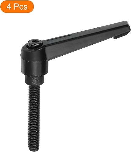Miniatura 69 de uxcell 4 perillas ajustables M8 x 0.630 in, rosca macho, botón de trinquete de liberación rápida, perno giratorio para maquinaria de torno