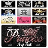 Custom License Plate Personalized Queen Crown Printed with Any Text Decorative Car...