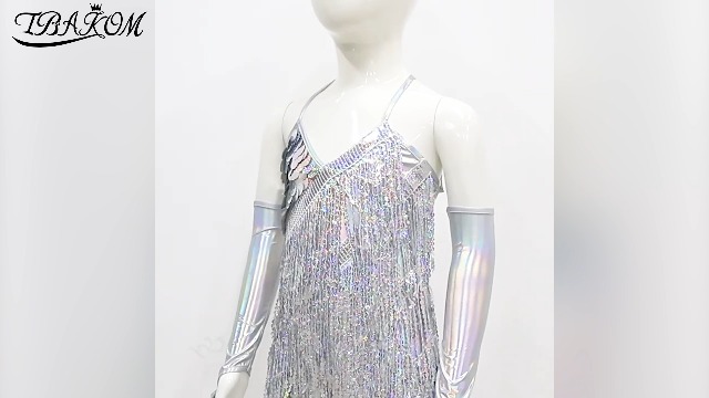 IBAKOM Ballroom Latin Dance Costume Fringe Sequin Dress Size Medium NWT 81Bt2TJCuYL._AC_SY679_.jpg main image 3