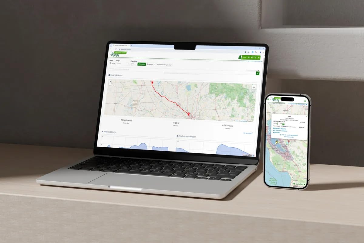 Localizador GPS para Coche y Moto con Plataforma GPS Plaspy 1 Año + SIM con Datos - Rastreador Vehículos en Tiempo Real (App y Web)