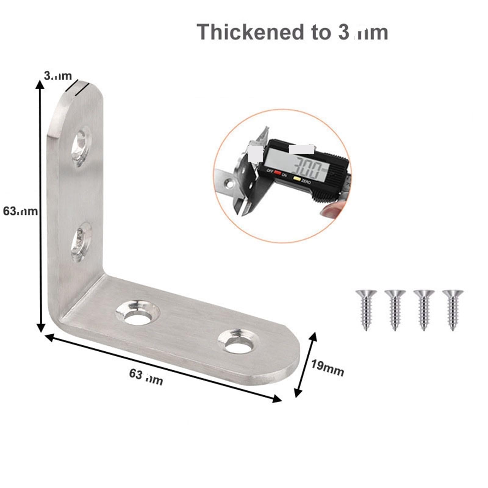 Staffe Angolari A Forma Di L Con Viti Connettori Ad Angolo Retto Da 90 Gradi for Scaffali Mobili In Legno Resistente Addensato 63x63x19mm