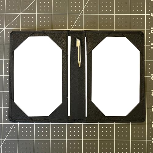 | Black Vienna Leather Bifold Double Jotter with Pen Sleeve | Dual 3x5 Index Card Holder | Passport Slot | Handmade EDC Executive Notepad2