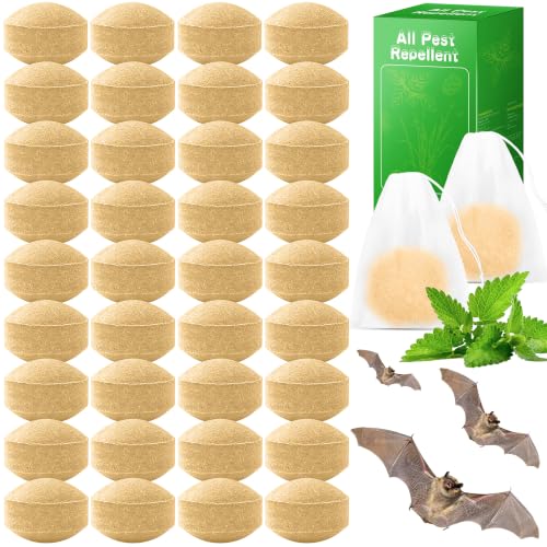 36 Pack Peppermint Oil Bat and Bird Repellent, Natural Ready to Use Bat Eagle Repellent for Attic Indoor Outdoor Patio Garden Porch, Pet and Family Safe, 36 Mesh Bags