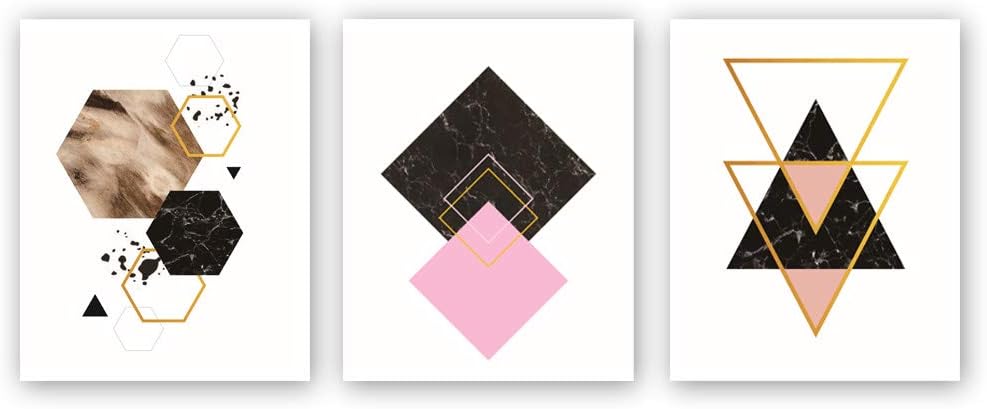 Unframed Modern Geometry Square Pattern,Triangle Art Print Abstract Art Print Mid Century Art Poster,Set of 3（8’’x10’’）Geometric Wall Art Canvas Painting For Living Room Wall Decor
