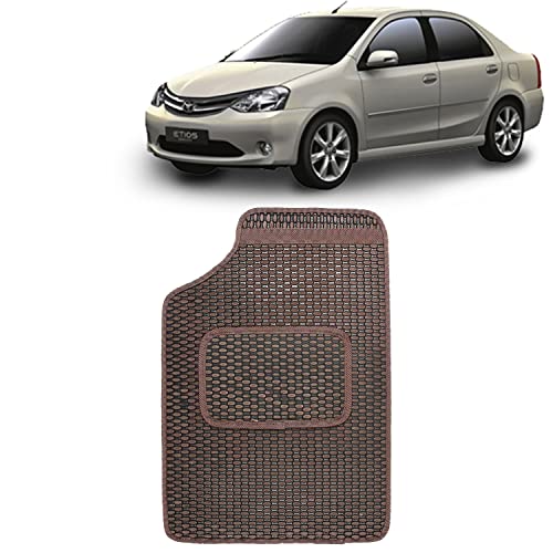 Image of Kingsway Dotted Design Car Floor Foot Mats Universal Fit for Toyota Etios, Model Year : 2010 Onwards, Water and Dustproof, Color Brown, Set of 5 Pieces