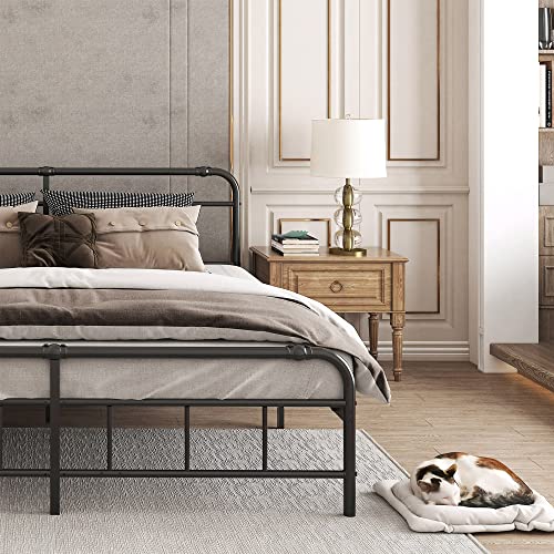 Buy Uliesc 14 Inch King Size Bed Frame with Headboard and Footboard, No