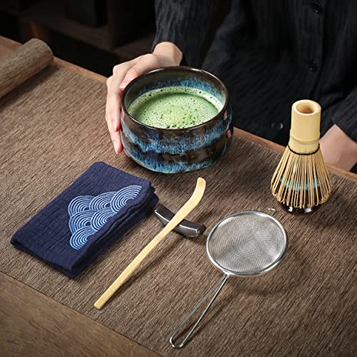 Teanagoo Matcha Tea Set, Japanese Tea Set, Matcha Bowl, Matcha Bamboo Whisk, Scoop, Sifter, Matcha Whisk Holder, Matcha Whisk Stand, Matcha Whisk Set N4,Matcha Green Tea Powder Kit. Matcha Tea Kit #TOP3