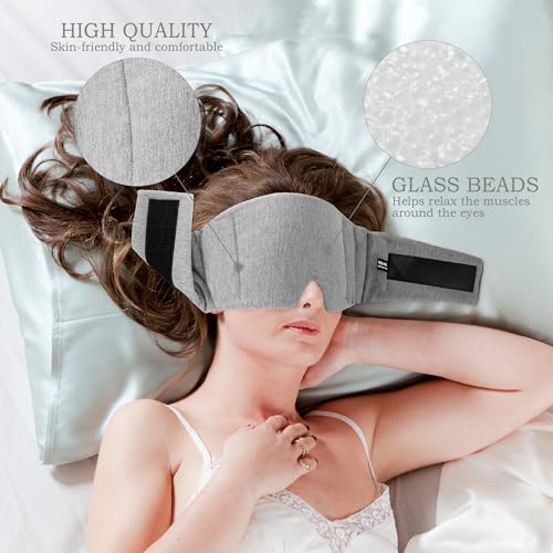 FRESHME Weighted Eye Mask for Sleeping - Gray Blackout (0.7lb/11oz) Cotton Heavy Weighted Eye Pillow for Men Women, Oversize Large Soft Sleep Face Eyes Cover with Nose Pad for Sidesleeper - Image 3
