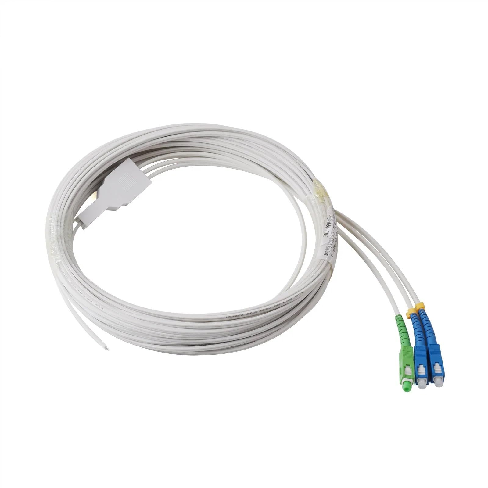 Przewód światłowodowy, 3-rdzeniowy kabel optyczny 2UPC + 1 APC, do wnętrz, jednomodowy, Simplex, 50 m, 60 m, 70 m, 80 m, pigtail (80 m)