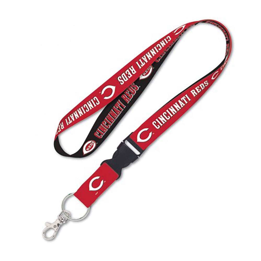 WinCraft Cincinnati Reds Lanyard with Detachable Buckle, 1" - Black and Red