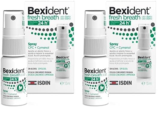 ISDIN Bexident Fresh Breath Uso Diario Spray con CPC + Cymenol, Aliento fresco en 24h y ayuda a mejorar la sequedad bucal, 1 x 15ml (Paquete de 2)