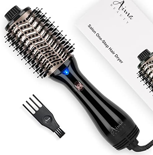One Step Hair Dryer & Volumizing Hot Air Brush, Hair Blow Dryer Brush, Ceramic Straightener Brush, Curler & Hot Comb 4 in 1 Salon Ionic Hair Brush, Hair Styling Tools, Black