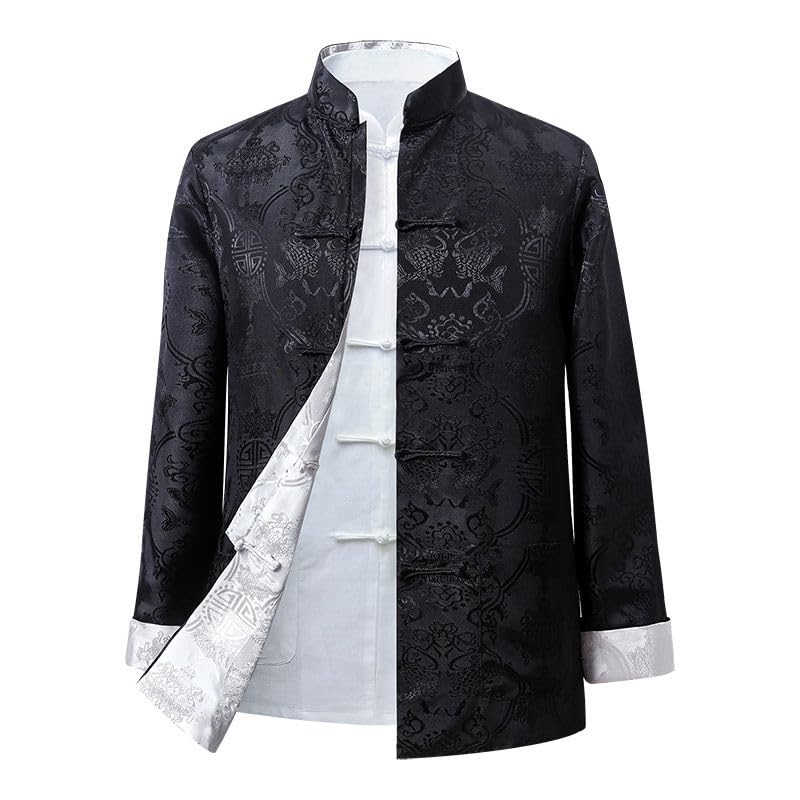 Tang Suit Men Can be Worn on Both Sides,Hanfu Chinese Traditional Clothes Long Sleeve Top