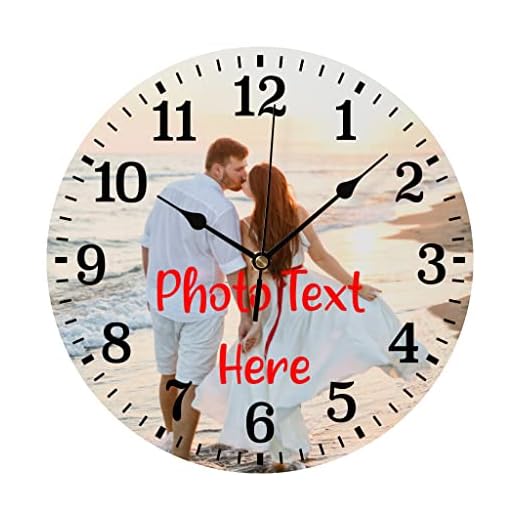 Custom Clock Customized Wall Clocks Personalized Your Photo Text Name Silent (8 10 12 13.5 16 inch), PVC, Dial Plate Optional