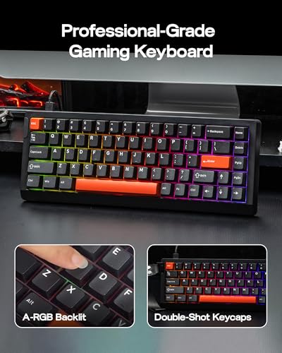 Image of EPOMAKER HE68 Lite Hall Effect Gaming Keyboard, 8k Polling & 128K Scan Rate, 0.005mm Adjustable Trigger, 0.125ms Latency, 5-Layer Sound-Dampened, Snap Key, SOCD, A-RGB, Wired, Mac Software (Black Red)