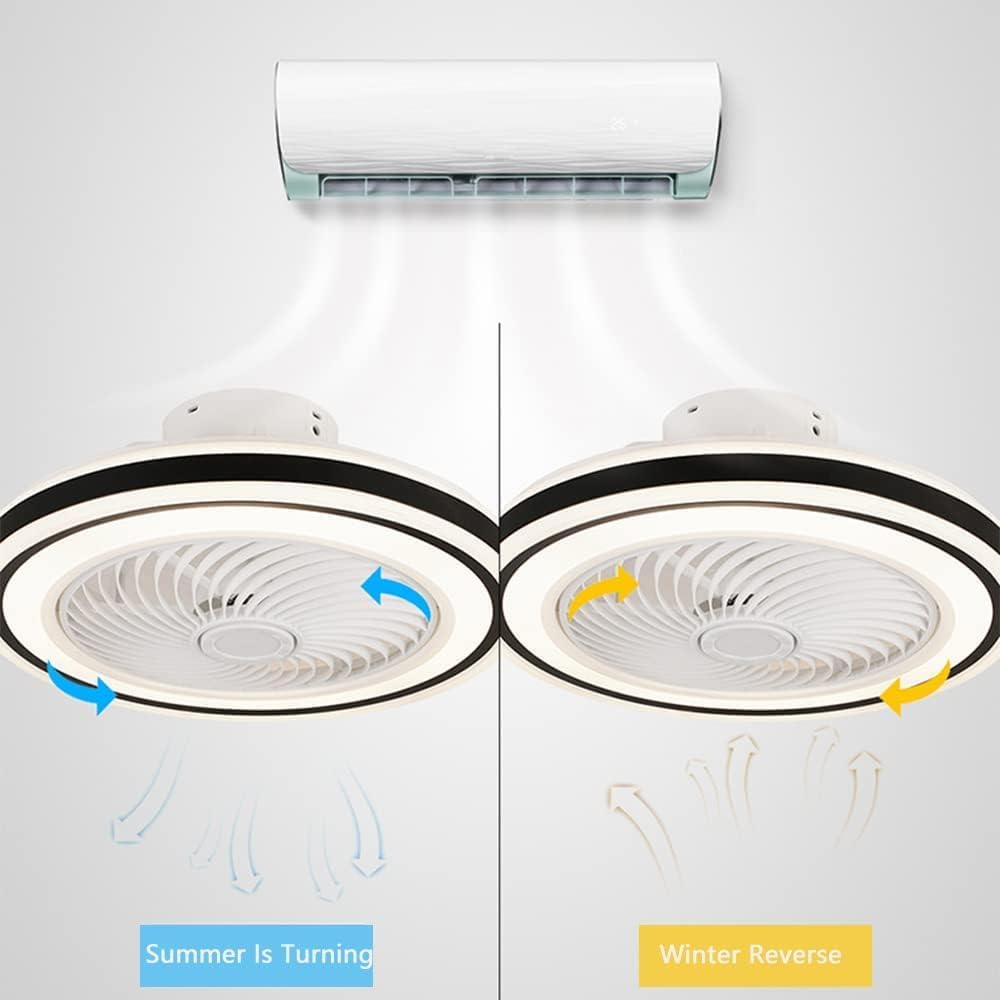 Modern Round Ceiling Fan Light Home 18.9in Mute Ceiling Fans with Remote Smart Fan Light Enclosed Ceiling Fan Lamp for Bedroom Living Room Kids Room Small Space