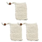 3 Stück Seifensäckchen Bio Kordelzug Massage Seifensack Natürliches Sisal Seifenbeutel Set Seife...