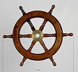 Nautic Spezial MV Schiffsruder Steuerrad small Holz lackiert Messingnabe Deko Ø (inkl. Griffe) 33 cm