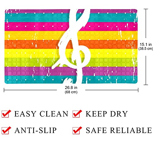 Tapis de douche antidérapant lavable aux motifs de notes de musique - 5