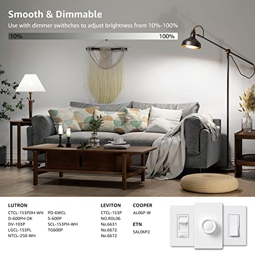 Lepro Dimmable Led Light Bulbs 60 Watt Equivalent, 9.5W 800Lm Daylight White 5000K, A19 E26 Standard Medium Base, Ul Fcc Listed, 15000 Hour Lifetime, 6 Packs #TOP2