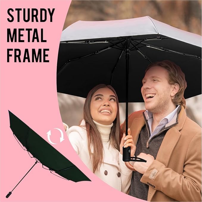 Image of TEKCOOL Umbrella, UV Big Size Umbrella for Sun Protection Rain Windproof Strong large 3 fold for men women kids boys girls Perfect small & stylish Windproof & Compact(Green)