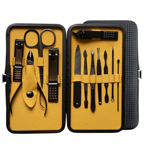 Qshare Professional Manicure Pedicure Set - 12 in 1 Black Stainle...