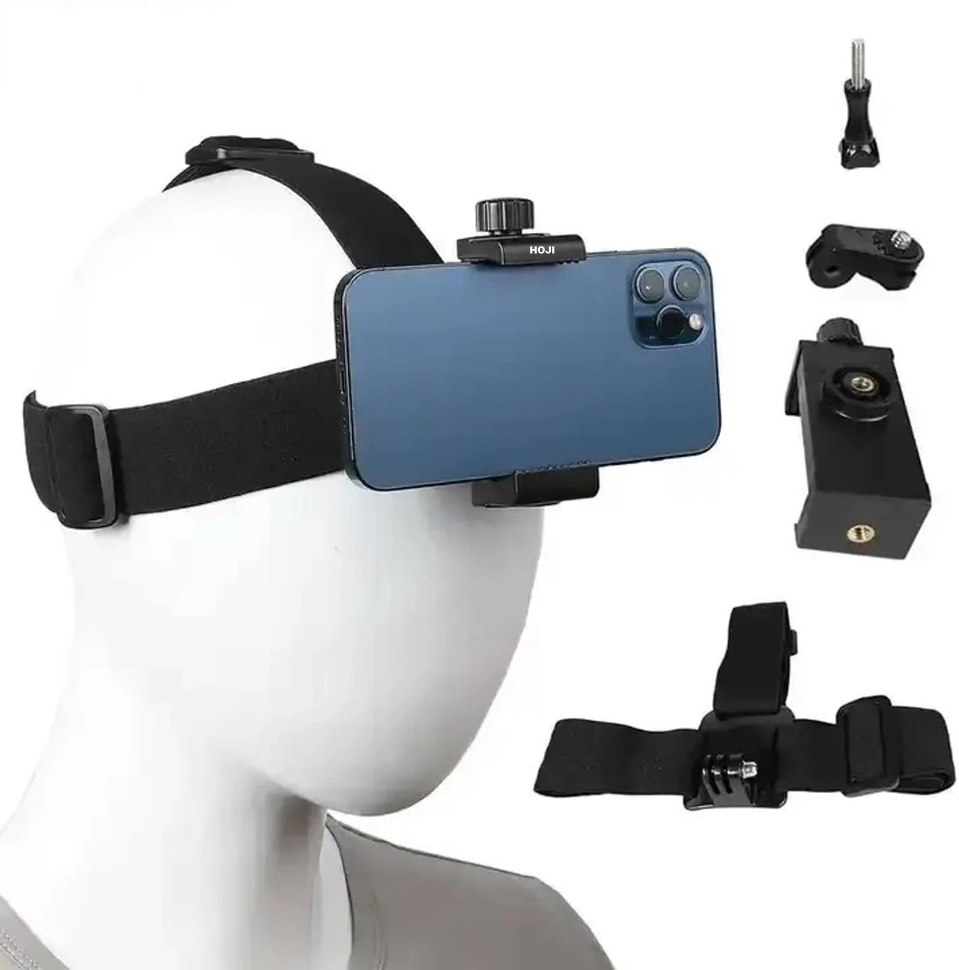 HOJI Head Mount Phone Holder for Smartphones | Adjustable Hands-Free Head Strap with 360° Rotating Phone Clamp | POV Video Recording Mount for Vlogging, Cycling, Hiking, Cooking, Live Streaming-image-8