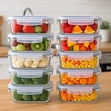 Kit 10 Potes De Vidro Hermético 640ml 4 Travas Livre De BPA (Cinza)