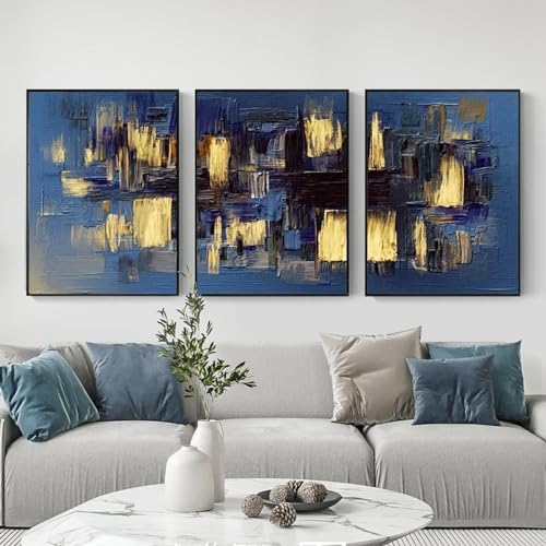Peinture abstraite triptyque décoration murale moderne 40x60 cm - 5