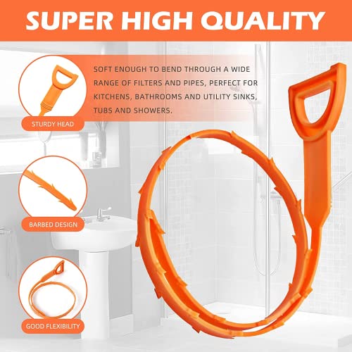 LSLCQW 5 Pack 25inch Drain clog remover, Snake Drain Cleaner Hair Clog Remover tool, Shower kitchen sinks and bathtubs, sink snake, hair toilets sewer pipe cleaning tools. - image 4