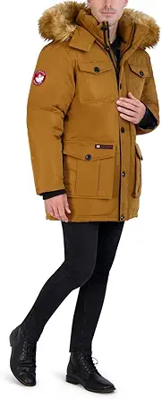CANADA WEATHER GEAR Parka Coat for Men-Insulated Winter Jacket w/Faux Fur Hood