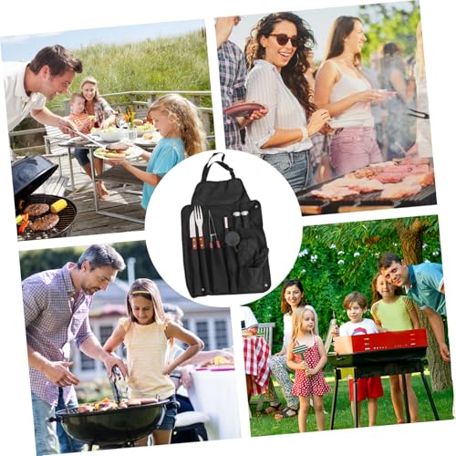 Kit de 8 piezas para barbacoa con mango de madera y acero inoxidable miniatura 6