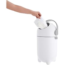 Odor Locking Diaper Pail with Airtight Lid, 4 Gallon Baby Diaper Trash Can, PP Nursery Bin Holds Up to 16 Diapers, One-Handed Use, White