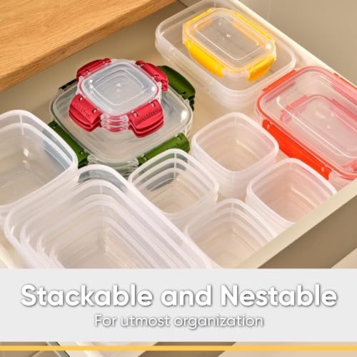 Image of Superio Plastic Airtight Food Storage Containers, Set of 4 Sealed Clear Container Bowls with Lids, BPA Free, Rectangular, Yellow